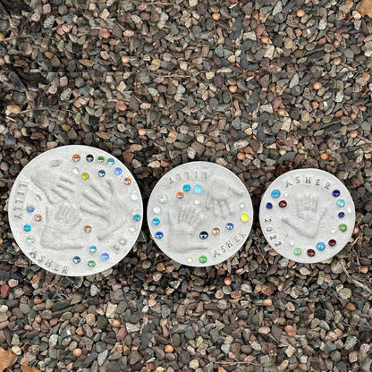 Large DIY Stepping Stone Kit, Handprint Stepping Stone, Mother's Day Gift, Footprint Stepping Stone (12 inch)