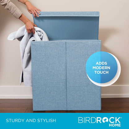 BIRDROCK HOME Laundry Hamper with Lid | Removable Bags for Sorting Clothes | Sectioned Laundry