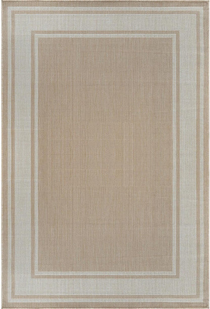 Beverly Rug Large Outdoor Rug 10x14 Modern Bordered Area Rugs for Indoor and Outdoor Patio Deck Porch Garden Waterproof Weather Sun Resistant Washable Outside Carpet (10 x 14 Beige)