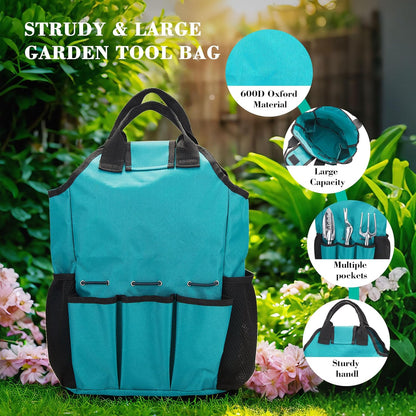 FiveJoy Garden Tool Set, 11 PCS Aluminum Gardening Hand Tools with Tote Bag, Ergonomic Handle, Gift for Women, Men, Mom, Dad, Garden Starter Kit