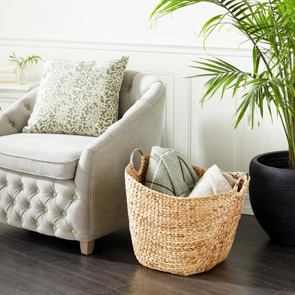 Deco 79 Seagrass Handmade Decorative and Functional Storage Basket Large Woven Basket Organizer