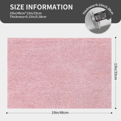 Cloth Placemats, Set of 6 Heat-Resistant Cotton Linen Blend Double Layered Machine Washable Place Mats, Wrinkle Free Thick Fabric Dining Table Mats for Indoors & Outdoors (Baby Pink, 6)