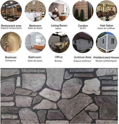 Dundee Deco 3D Wall Panels - Cladding Grey Charcoal Ash Stone Look Wall Paneling, Styrofoam Facing for Interior and Exterior Applications, DIY, Sample, Size 10 x 10 in.