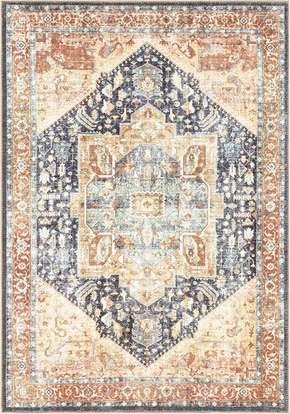 Keen Home Design 3x5 Rug - Machine Washable Entry Rug with Non-Slip Backing, Ideal for Enteryway, Kitchen, Bathroom, Laundry Room - Vintage, Easy Clean, Durable, Low Pile Rug - (3' x 5')