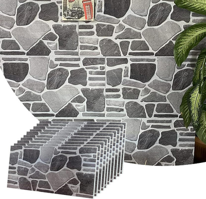 Dundee Deco 3D Wall Panels - Cladding, Charcoal Grey Silver Stone Look Wall Paneling, Styrofoam Facing for Interior and Exterior Applications, DIY, Set of 10, Covers 54 sq ft