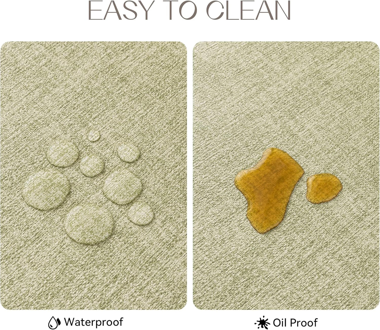 Romanstile Vinyl Placemats Set of 8-12 X 18 Inch - Heat Resistant Place Mats 100% Waterproof Oilproof Wipeable Reversible Faux Leather Table Mats for Kitchen/Dining/Party/Outdoor, Grass Green