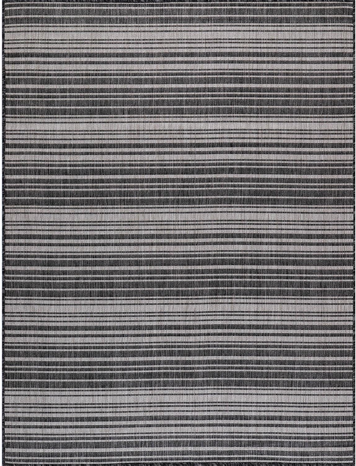 Stripe Outdoor Rug 10x14 Washable Outside Carpet for Indoor Patio Porch Waterproof Easy Cleaning Non Shedding Area Rugs Dark Gray 10 x 14