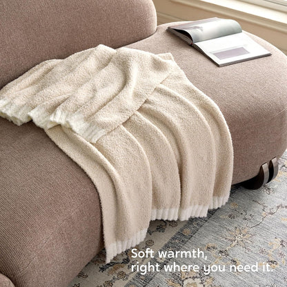 Joiedomi Throw Blanket for Couch Bed Sofa, Beige Knitted Blankets Gifts for Women Mom Girls, Cozy Cute Soft Throw Home Room Decor Aesthetic for Women Mothers Birthday Gifts 50x70 Inches