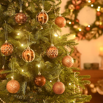 Valery Madelyn Christmas Ornaments Set, 30ct 2.36 Inches Bronze Copper Brown Gold Shatterproof Christmas Tree Decorations Ball Ornaments Bulk, Elegant Hanging Ornaments for Xmas Holiday Party Decor