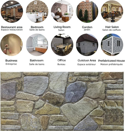 Dundee Deco 3D Wall Panels - Cladding Blue Grey Buff Stone Look Wall Paneling, Styrofoam Facing for Interior and Exterior Applications, DIY, Sample, Size 10 x 10 in.