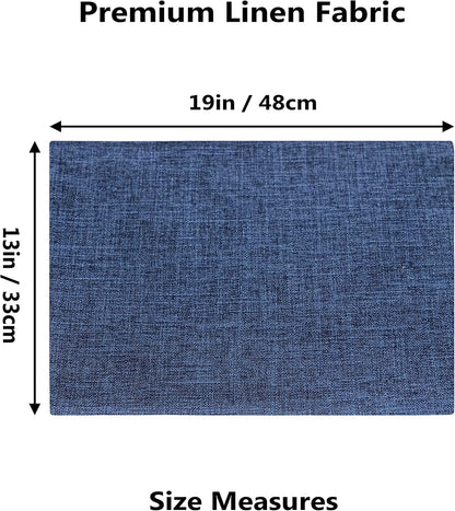 Home Brilliant Placemats Set of 4 Linen Blue Placemats Heat Resistant Dining Table Place Mats Kitchen Table Mats, Indigo