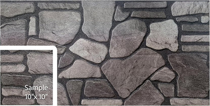 Dundee Deco 3D Wall Panels - Cladding Grey Charcoal Ash Stone Look Wall Paneling, Styrofoam Facing for Interior and Exterior Applications, DIY, Sample, Size 10 x 10 in.