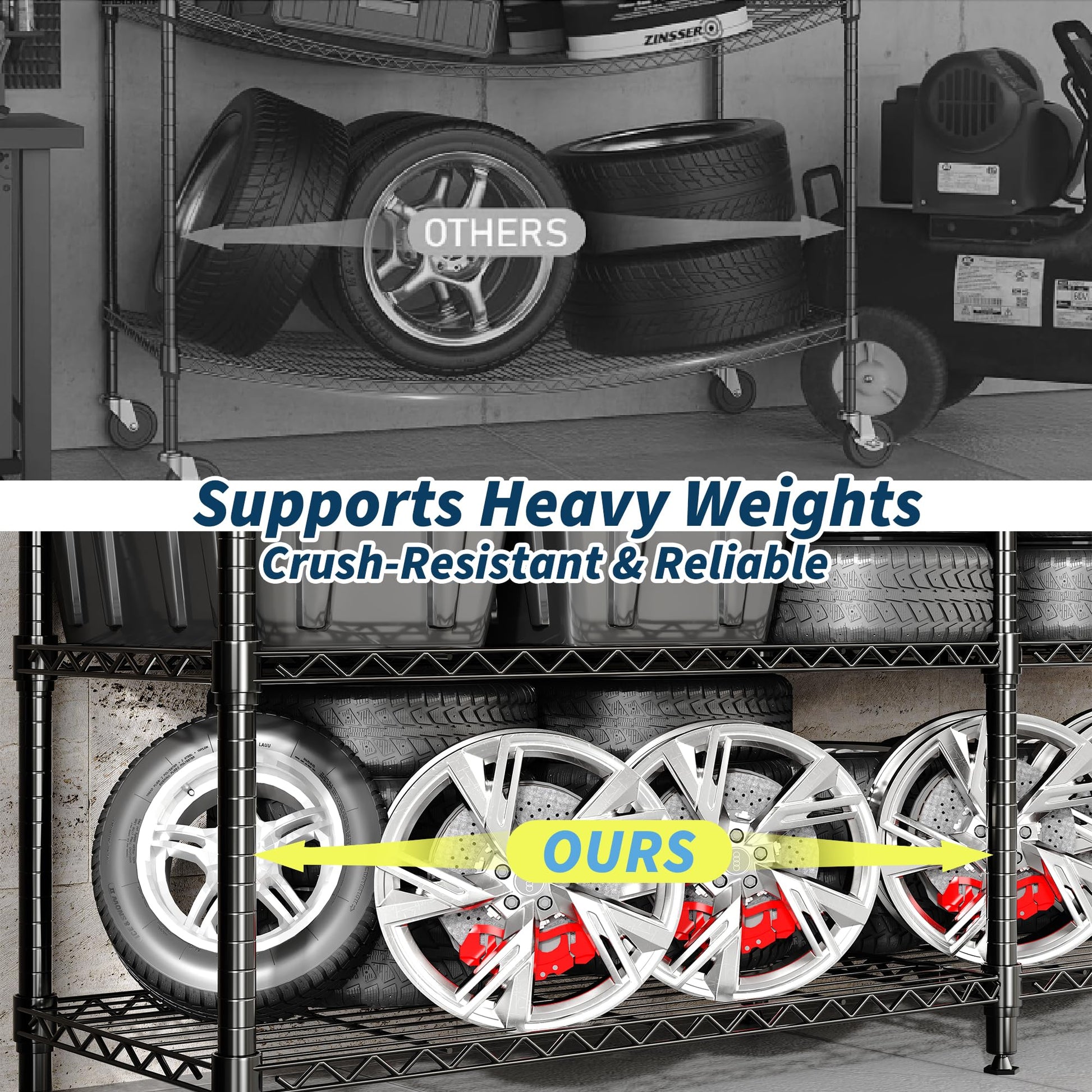 GAOMON 59" W Storage Shelves 4-Tier Metal Shelving Unit, 1060 LBS Loading Capacity, Heavy Duty Wire