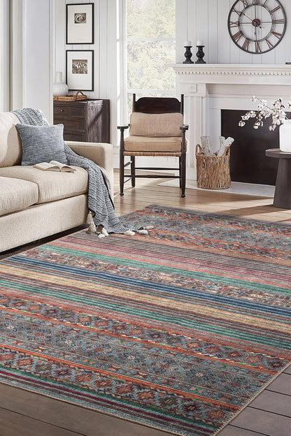 Keen Home Design 6x9 Rug - Machine Washable Area Rug with Non-Slip Backing, Ideal for Living Room, Dining Room, Bedroom - Vintage, Easy Clean, Durable, Low Pile Rug - (6' x 9')