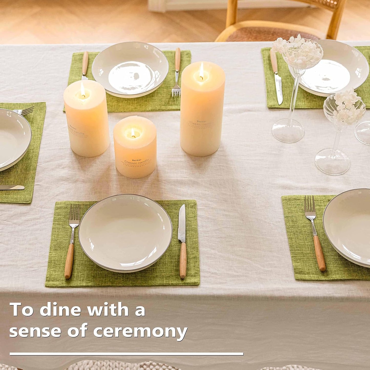 Home Brilliant Green Placemat Set of 6 Washable Place Mats Placemats Heat Resistant Table Mats for Wooden Table Dinner Decor, Lime Green