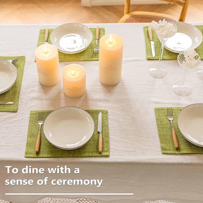 Home Brilliant Green Placemats Set of 4 Washable Place Mats Linen Placemats Heat Resistant Table Mats for Wooden Table Indoor Outdoor Decor, Lime Green