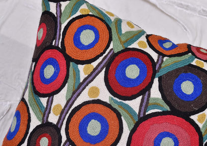 Floral Poppy Pillow Cover White Red Floral Outdoor Pillowcase Suzani Accent Chair Cushion Flower Accent Couch Pillowsham Boho Florals Chair Hand Embroidered 18x18 Inch