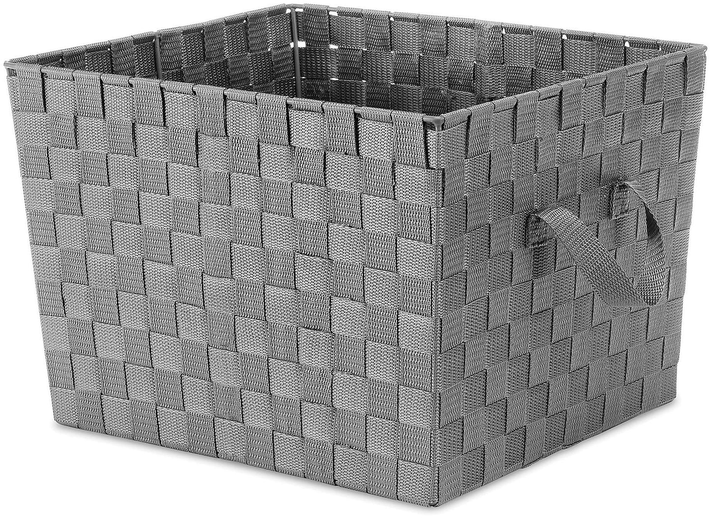 Whitmor Woven Storage Baskets with Metal Frame, 15x13x10 Inch Decorative Fabric Storage Bins with