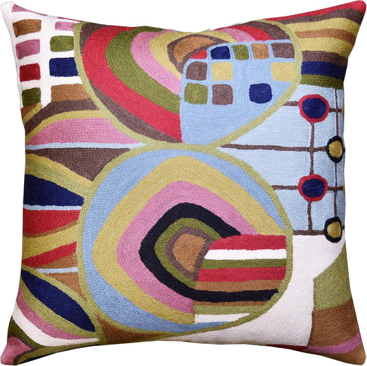 Hundertwasser Modern Pillow Cover Contemporary Pillowcase Outdoor Abstract Couch Accent Throw Pillowsham Mid Century Chair Cushions Handmade Wool Size 18x18