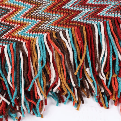 Boho Throw Blanket - Bohemian Fringe Tassels， for Bed Couch Soft ChairBlanket Double Sided (50"x70") (Red)