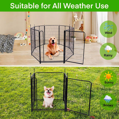 Tall Garden Fence, 52in(H) 10 Panels Total 22.1 Ft(L), Garden Fences and Borders for Dogs, Gate 21 inches Wide with Low Sills. Garden Animal Barrier, Flower Bed Fencing, Black Fencing for Dogs