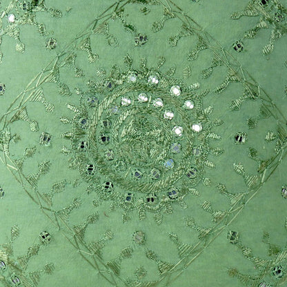 Eyes of India Embroidered Decorative Boho Throw Pillow Cover with Mirrors, Handmade Bohemian Accent Cushion Case for Sofa Couch Bedroom Living Room (Green, 16" x 16")