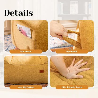 Bean Bag Chair for Adults, Comfy Tufted Bean Bag Chair Sofa with Armrests, Lazy Beanbag Chair with Foam Filler Stuffed Bean Bag Couch Sofa for Reading in Bedroom, Living Room and Dorms