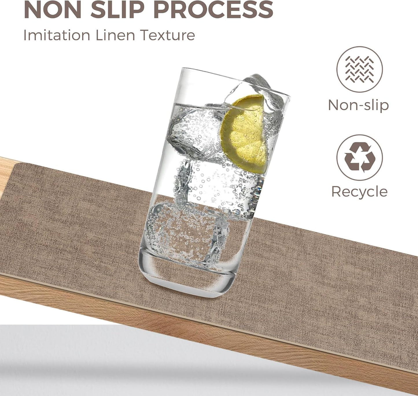 Vinyl Placemats Set of 6, Faux Leather Waterproof and Heat Resistant Place Mats, Washable Anti-Slip Table Mats with Coaster, Wipeable Placemats for Indoor & Outdoor 17" x 12" (Light Coffee, Set of 6)