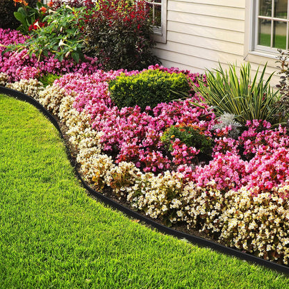 LINSHRY 100 FT Landscape Edging, 2 in.Tall No Dig Garden Edging Border with 120 Spikes, Flexible Plastic Lawn Edging for Landscaping Flower Bed, Grass, Yard