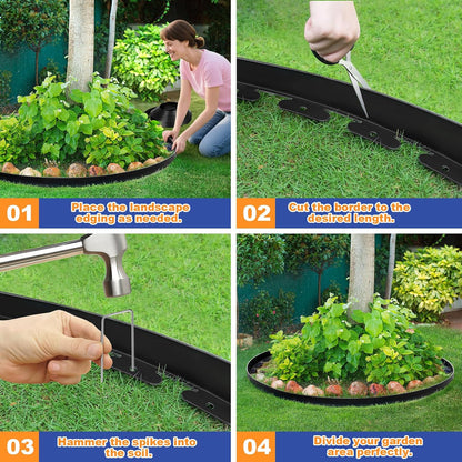 2 Inch x 66 FT (Multiple Sizes Available) Landscape Edging, Garden Edging Borders with 70pcs Upgrade Stakes, Flexible No Dig Plastic Garden Border for Lawn, Landscaping, Flower Beds, tree and Yard