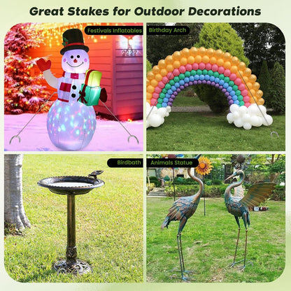 12 inches Tent Stakes Heavy Duty 34-Pack, 5/16" Diameter J Hook Fence Stakes Rebar Ground Stake for Inflatables, Tarp, Yard Lawn Outdoor Decoration