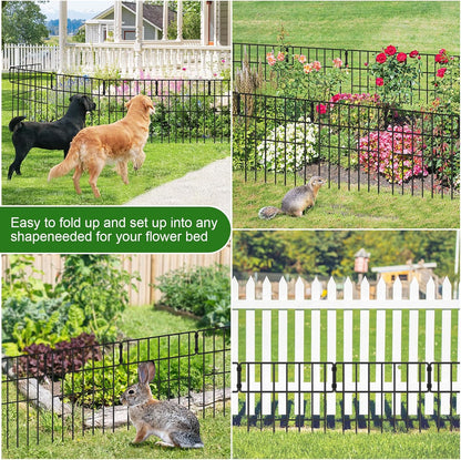 Decoration Garden Fence 16.5in x 10ft, 10 Pack Rustproof Metal Animal Barrier Fence, Arched Flower Bed Edge Decorative Rabbit (25 Panels - 17 in(H) X 27 ft(L))