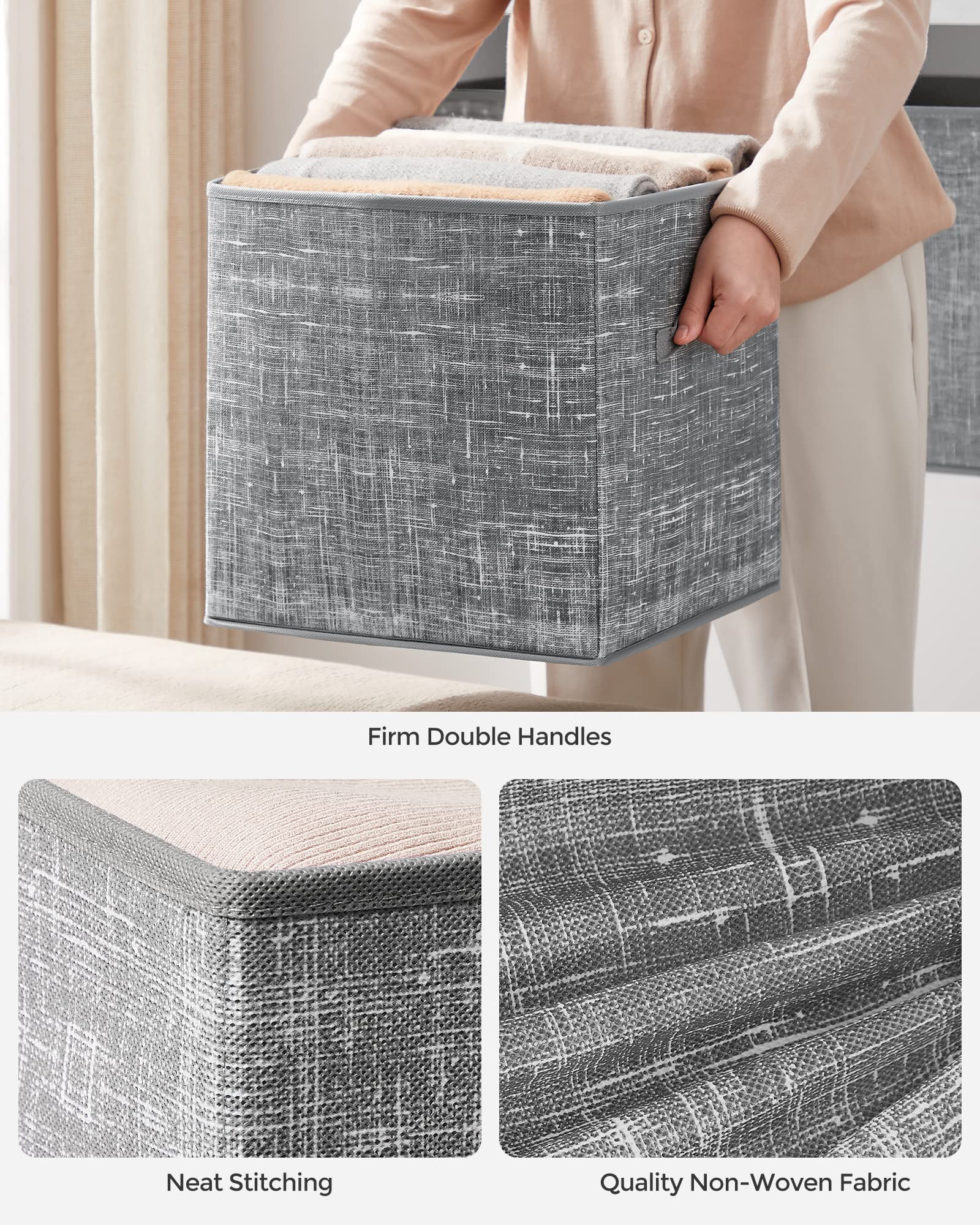 SONGMICS Storage Cubes, Set of 6, 13-Inch Foldable Closet Organizers