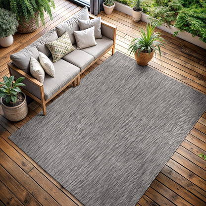 CAMILSON Outdoor Rug 8x10 Modern Area Rugs for Indoor and Outdoor Patios and Porches - Waterproof, Washable, Non-Shedding, Easy-to-Clean Outside Carpet (8 x 10, Solid - Silver Gray)