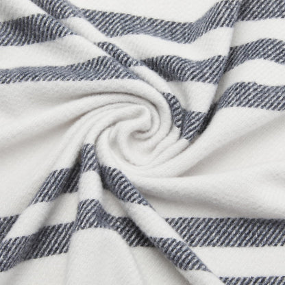 Amazon Basics Room Décor Throw Blanket, Lightweight and Cozy in Recycled Polyester, Light Grey With Blue Stripes, 50"x 60"