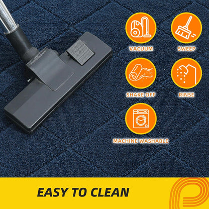 JSEI Dirt Trapper Door Mat 36"x60", Non-Slip Washable Entryway Mats, Dog Door Mat, Stain Resistant and Absorbent Floor Mats, Low Profile Welcome Mat for Front Back Door, Navy Blue
