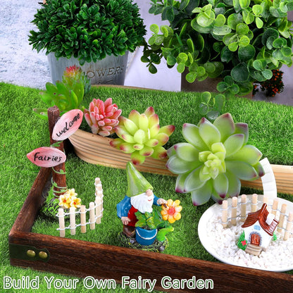 Elcoho 18 Pieces Fake Grass for Crafts Fairy Garden 6 x 6 Inches Artificial Garden Grass for Miniature Ornament Dollhouse DIY Decoration