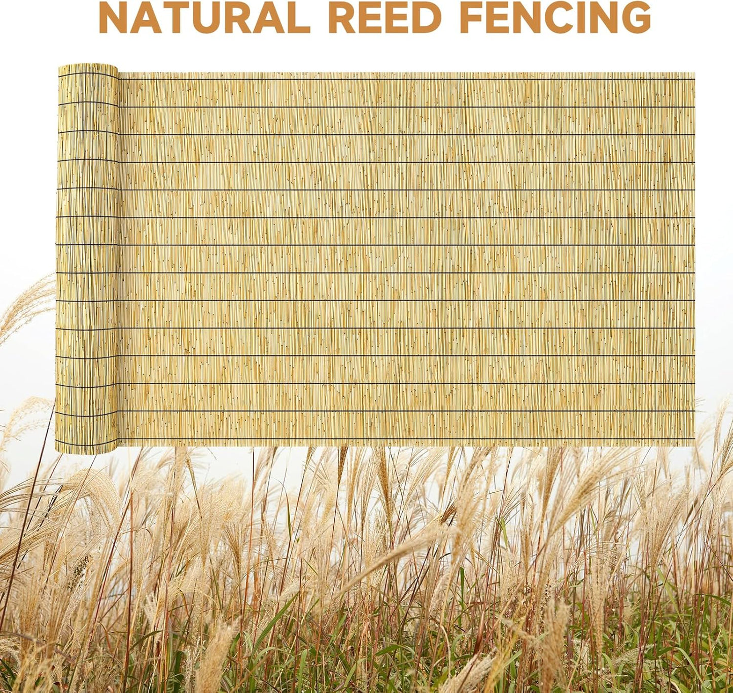ZNCMRR Bamboo Fencing Decorative Natural Reed Fencing Rolls Bamboo Fence 4 Feet High Privacy Screen Curtains for Balcony Patio Backyard Garden Outdoor 4FT X 16.4FT（Yellow）