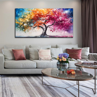 Alsingbago Colorful Tree Canvas Wall Art for Living Room Bedroom Home Office Orange and Pink Tree Picture Modern Artwork Ready to Hang Size 30x60