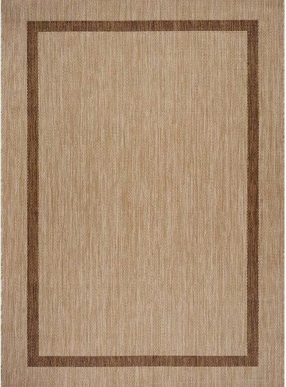 Bordered Outdoor Rug 9x12 Washable Outside Carpet for Indoor Patio Porch Waterproof Easy Cleaning Non Shedding Area Rugs Jute Beige - Nut Brown 9 x 12