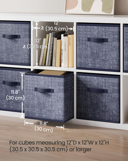 SONGMICS Storage Cubes, 11.8-Inch Non-Woven Fabric Bins with Double Handles, Set of 6, Closet