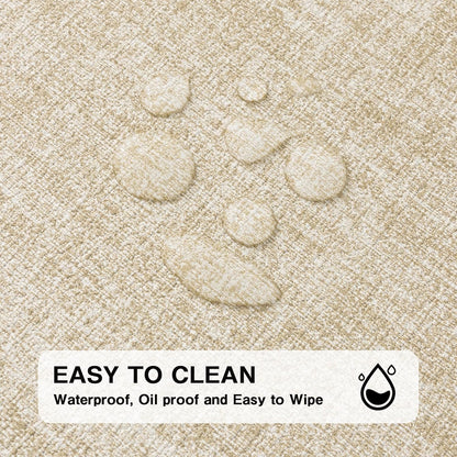 Chrysameld Vinyl Placemats Set of 8 - Faux Leather 100% Waterproof Oil-Proof Wipeable PU Place Mats, Heat Resistant Anti Slip Reversible Table Mats for Indoor & Outdoor Use,(17×12Inch, Beige)