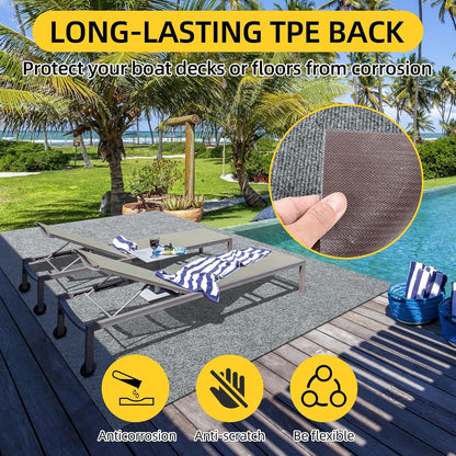 Marine Carpet,5 FT x 25 FT Smoke Gray Indoor Outdoor Carpet 0.2" Thick Boat Carpet with Water-Proof TPE Backing, Non-Slide Outdoor Marine Carpet Roll for Home, Patio, Porch, Deck