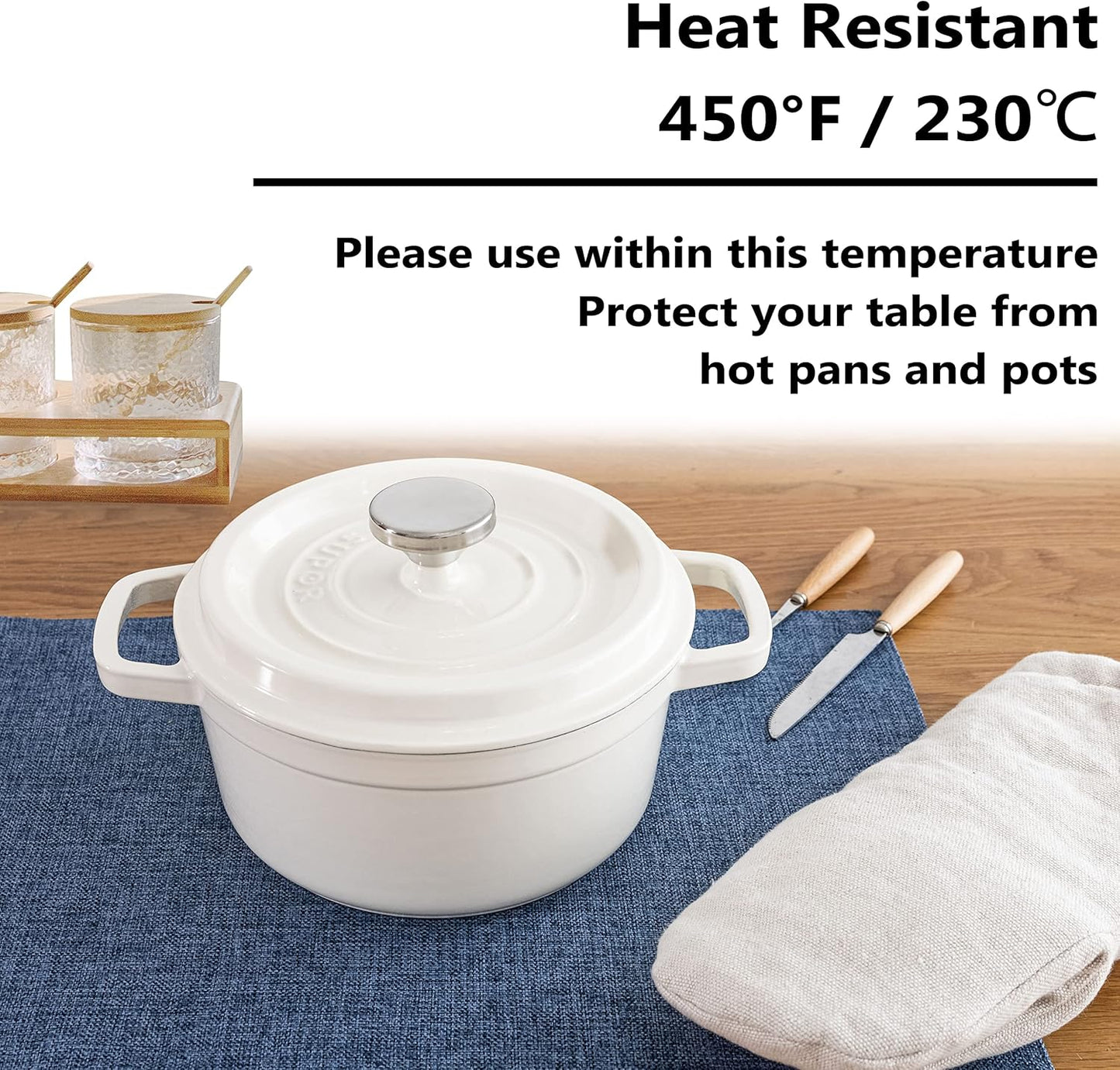 Home Brilliant Set of 8 Placemats Blue Placemats Heat Resistant Dining Table Place Mats Kitchen Table Mats, Navy Blue