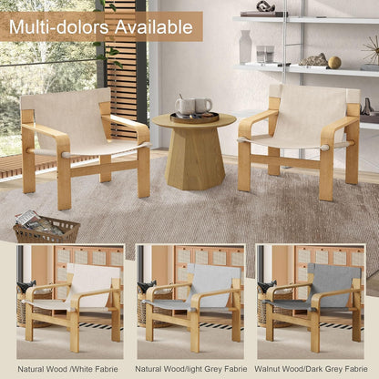 Mid-Century Accent Chair with Wide Armrest & Solid Wood Frame, Detachable and Washable Armchair, Modern Living Room Reading Chairs for Bedroom Sunroom Bedroom Balcony