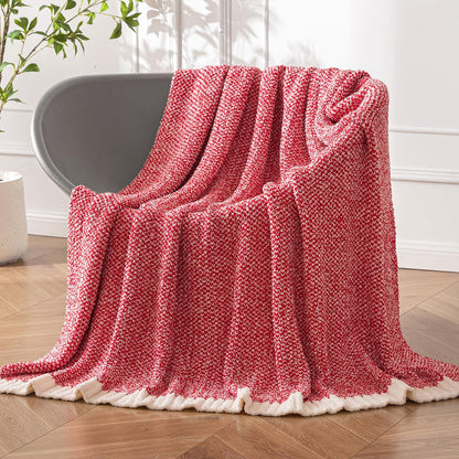 MIULEE Red Super Soft Throw Blanket for Couch, Cozy Fluffy Warm Blankets Lightweight Knit Throw Blankets for Sofa, Bed, Chair, Living Room, Camping, Picnic, 50 x 70 inch