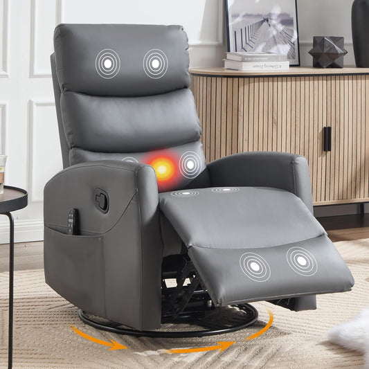 Manual Swivel Rocker Recliner Chair for Adults, Overstuffed Reclining Glider Chair for Nursing with