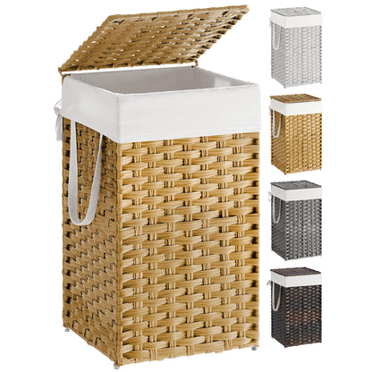 SONGMICS Laundry Hamper with Lid, 17.2 Gallon (65 L) Synthetic Rattan Clothes Laundry Basket with