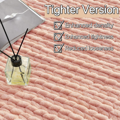 Maetoow Tighter Version Chenille Chunky Knit Blanket Throw 50×60 Inch, Handmade Warm & Cozy Blanket Couch, Bed, Home Decor, Soft Fleece Banket, Boho Thick Blankets and Giant Yarn Throws, Rose Pink