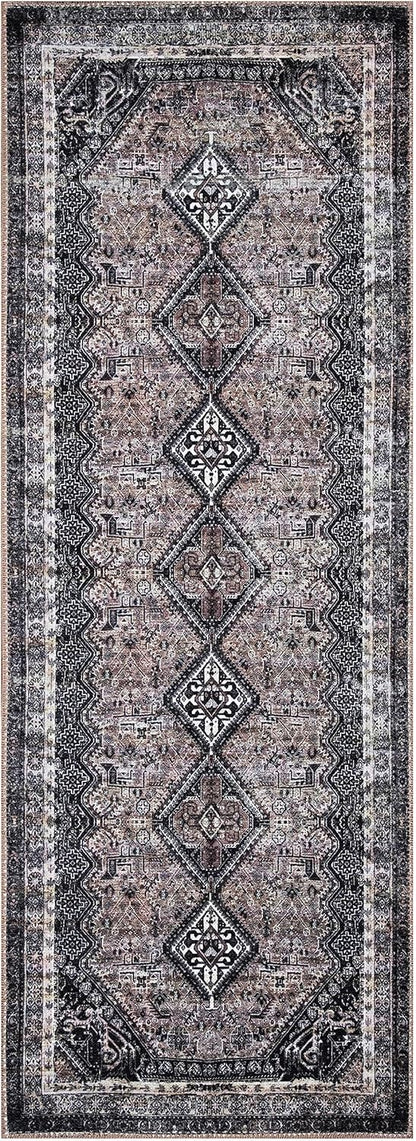 Keen Home Design 2x7 Rug - Machine Washable Runner Rug with Non-Slip Backing, Ideal for Hallway, Entryway, Kitchen, Laundry Room - Vintage, Easy Clean, Durable, Low Pile Rug - (2'6" x 7')